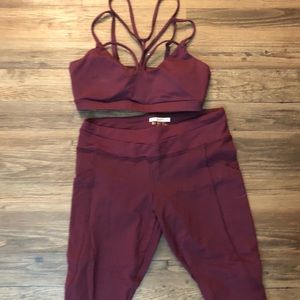 Maroon crop leggings set